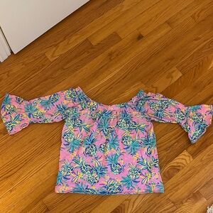 Off the Shoulder Pineapple Pink Shirt